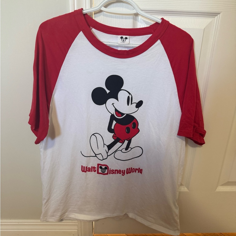 Disney World Mickey Mouse Red and White Raglan Shirt